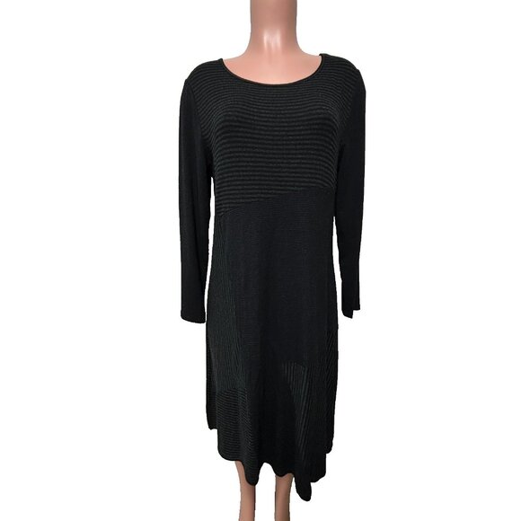 Kozan Pullover Knee Length Long Sleeve Dress Women's Size Small Black Striped - Picture 1 of 9